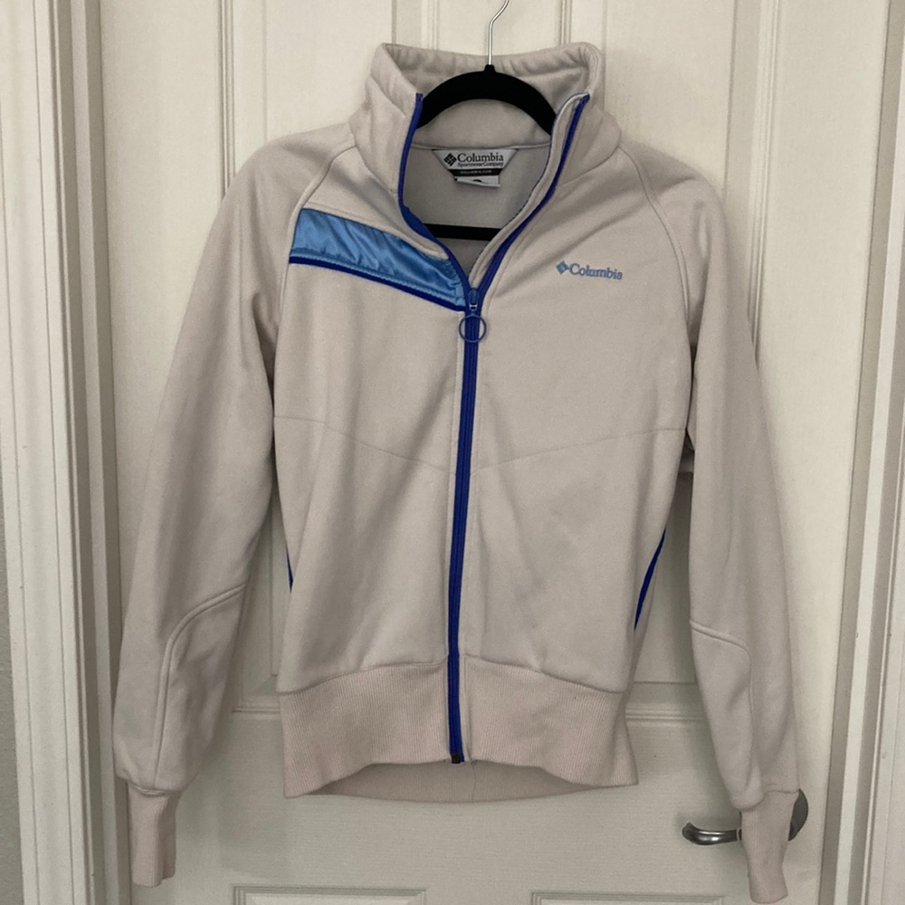Women’s Columbia sportswear zip up, off white, size S